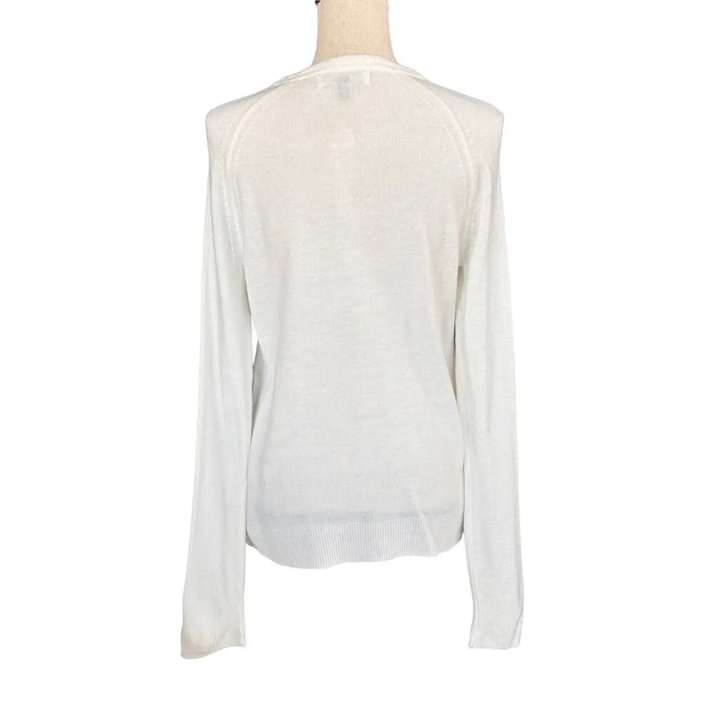 Karen Scott Small LuxSoft Cardigan Sweater Stretch Pearl Button-Up White New - Image 4