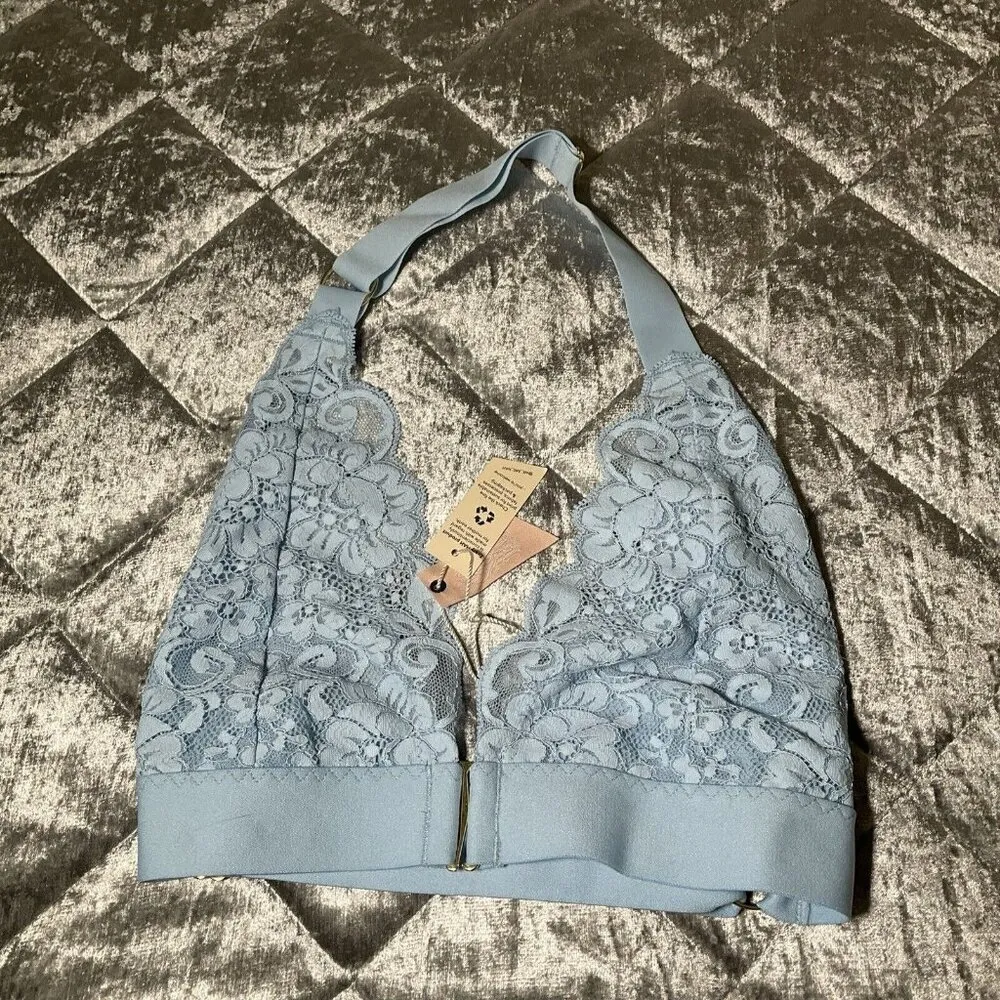 We Are HAH Free People Groupie Bralette French Blue Medium M Halter Adjustable - Image 7