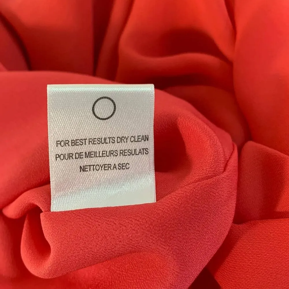 Halston Heritage Twist Front Boat Neck Drape Short Sleeve Dress Coral Red Small - Image 9