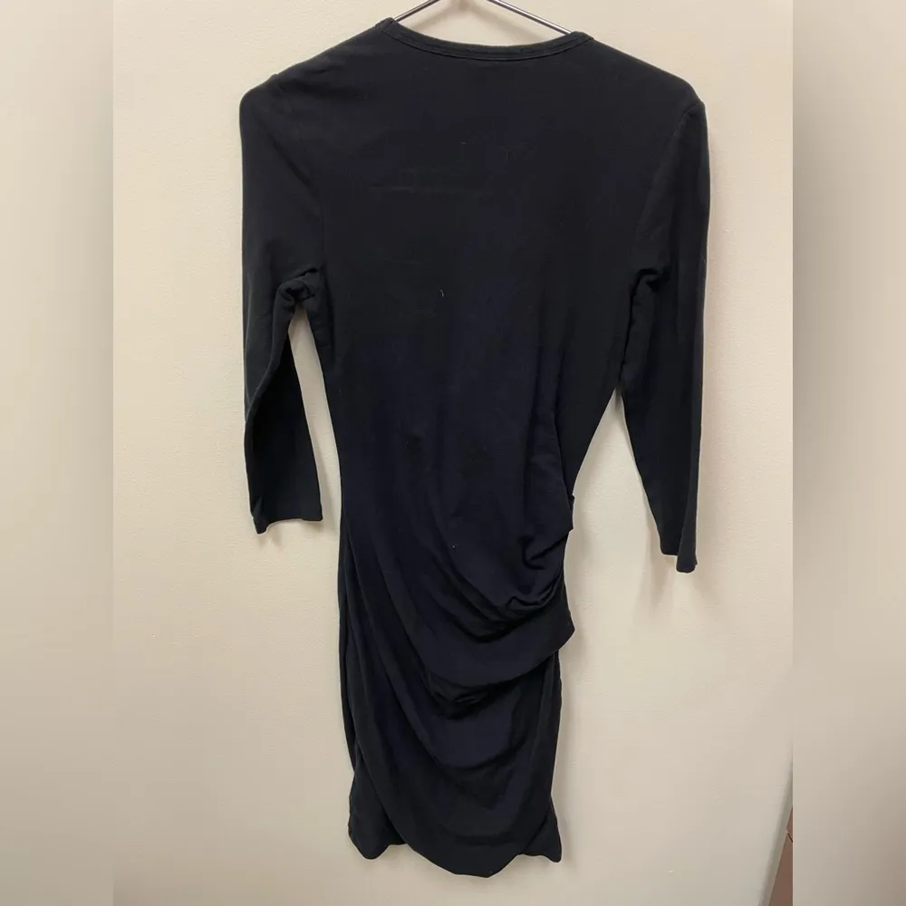 Standard James Perse Black Jersey Mini Dress Size 3 Large Ruched Minimalist - Image 3