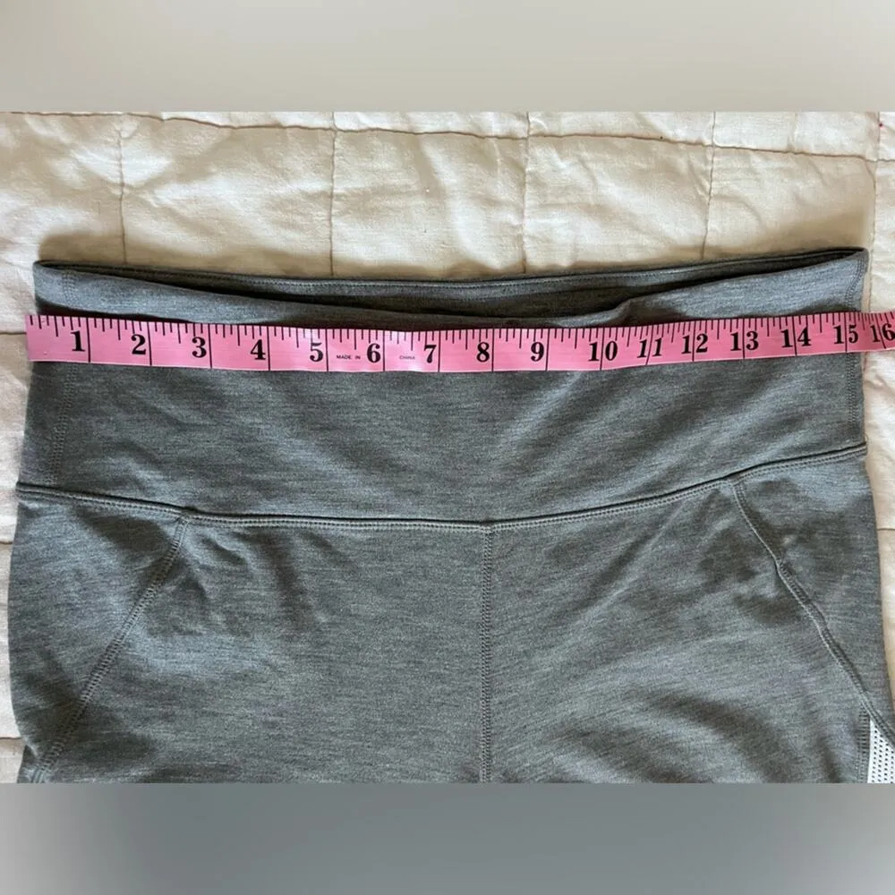 Athleta Chaturanga High Rise Grey with White Mesh Stripe Yoga Athletic Pants - L - Image 8