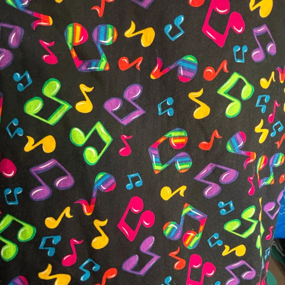 Vintage Handmade Reversible Rainbow Music Note Vest Black White Colorful Notes Size M - Image 7