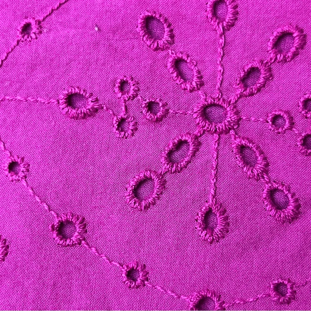 LOFT Fuchsia Pink Eyelet Mini Dress XS | Flutter Sleeve Coquette Cottagecore - Image 10