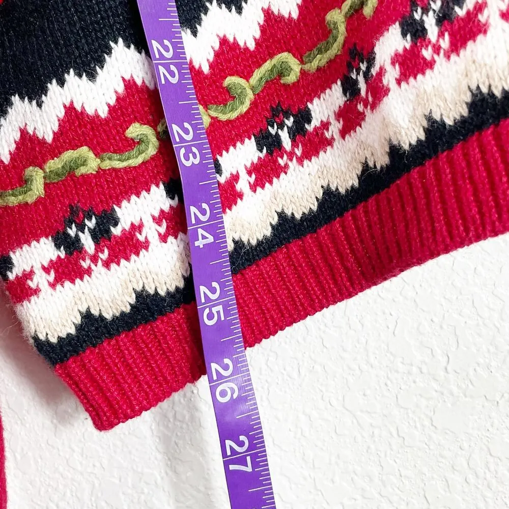 Vintage Women's Red White Blue Embroidered Grannycore Sweater Sz XL Americana - Image 8