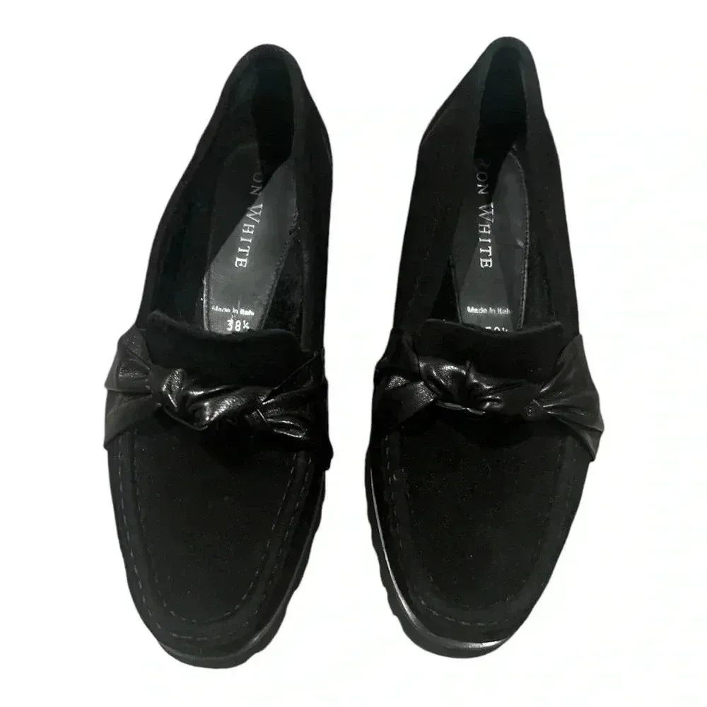Ron White Rita Knot Platform Loafer Weatherproof Cashmere Suede Shoes size 38.5 Black - Image 6