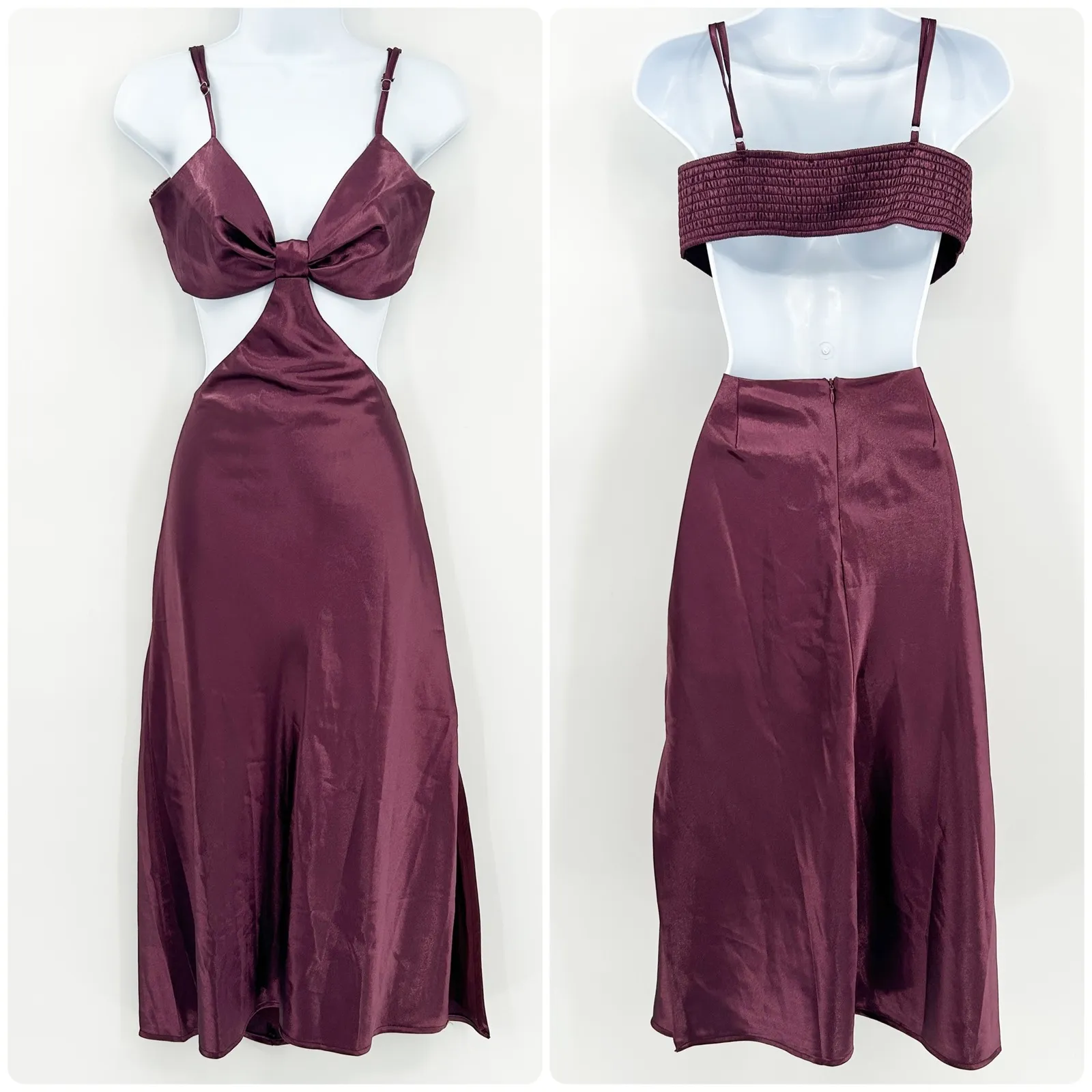 Lulus Womens Need My Love Wedding Guest Cocktail Satin Cutout Midi Dress‎ Size M - Image 5