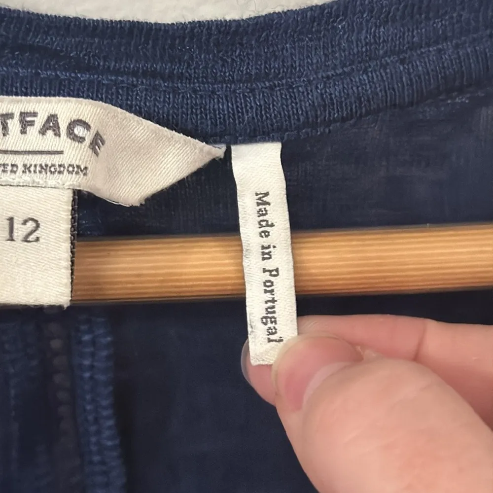 Fat Face UK 3/4 Sleeve Navy and White Striped CrewNeck Top linen cotton Size 12 - Image 8