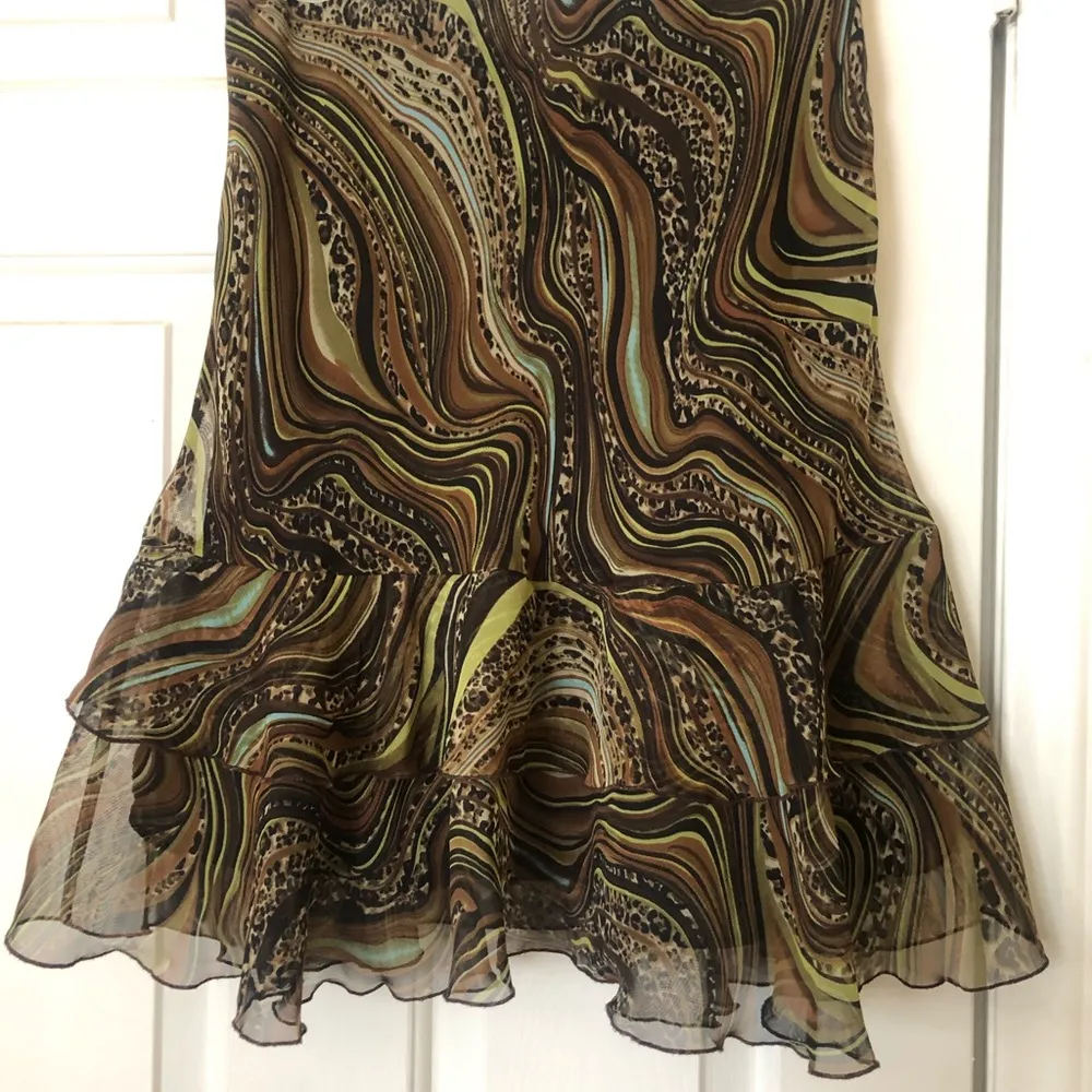 Cato Brown Paisley Animal print Swirl Design Ruffle Skirt S - Image 3
