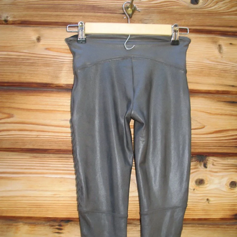 Spanx  Faux Leather Moto Leggings Gunmetal S - Image 9