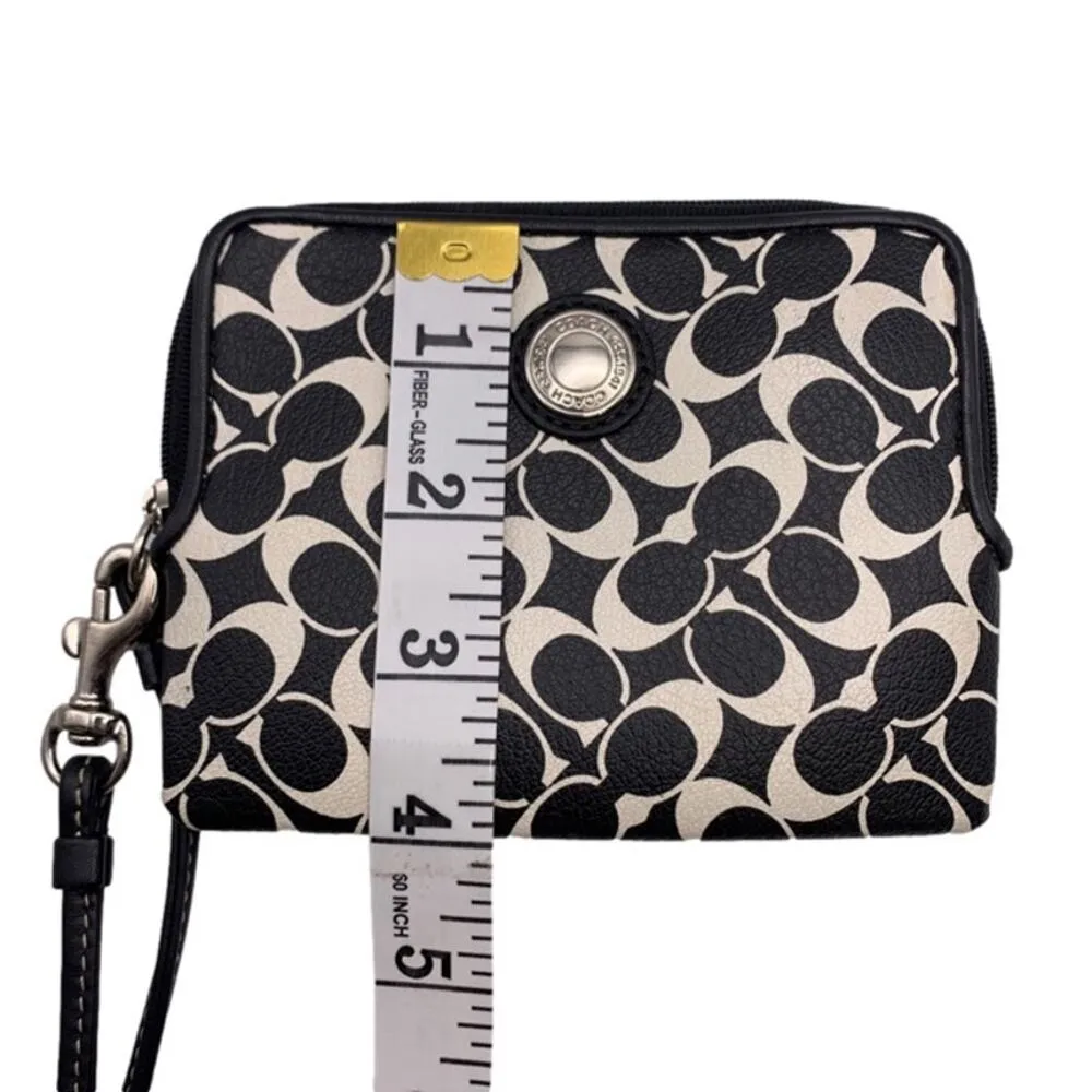 COACH Black White Signature Coated Canvas Wristlet - Image 6