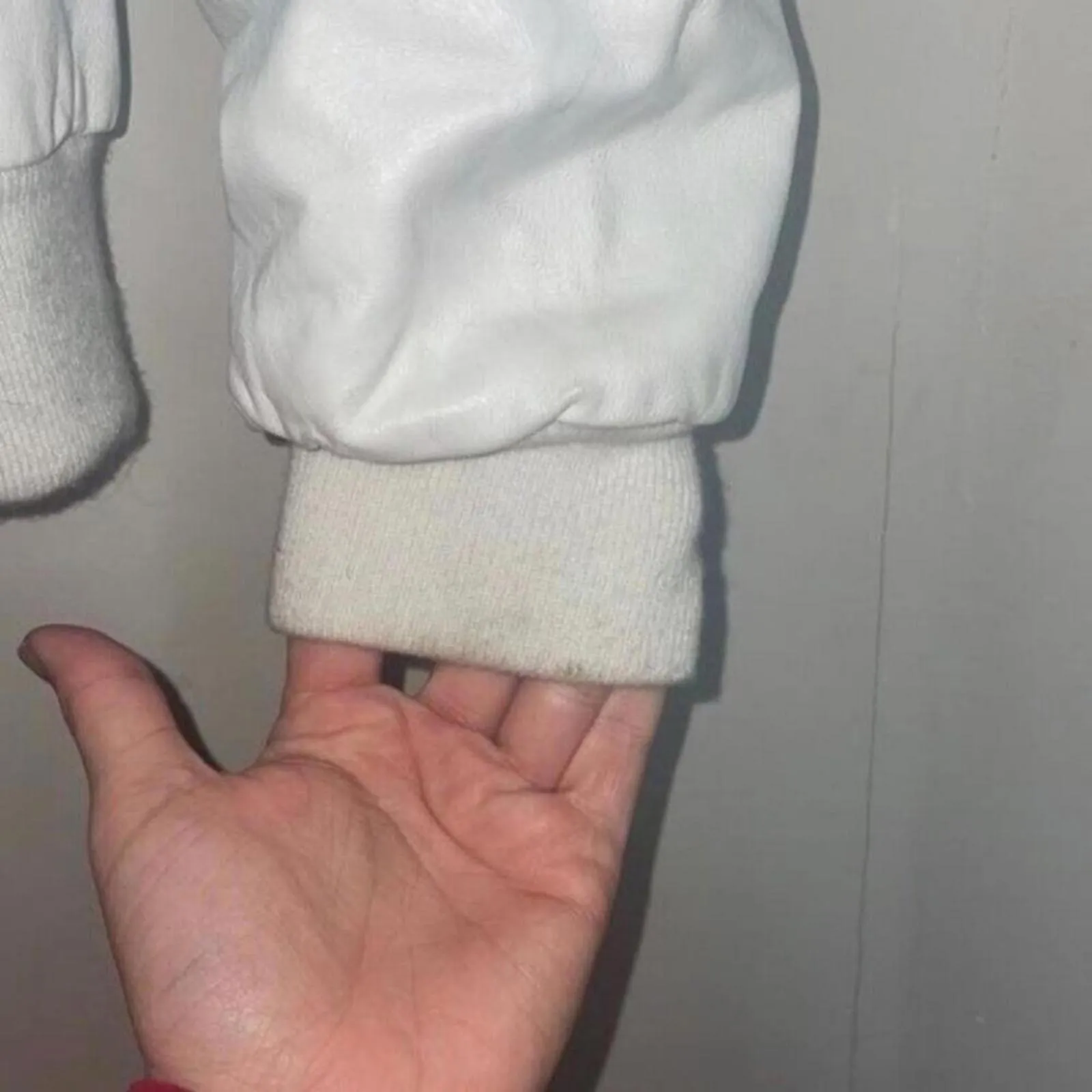 White 100% Leather Long Sleeve Bomber Jacket Faux Fur Hood Coat FLAWS Size L - Image 7