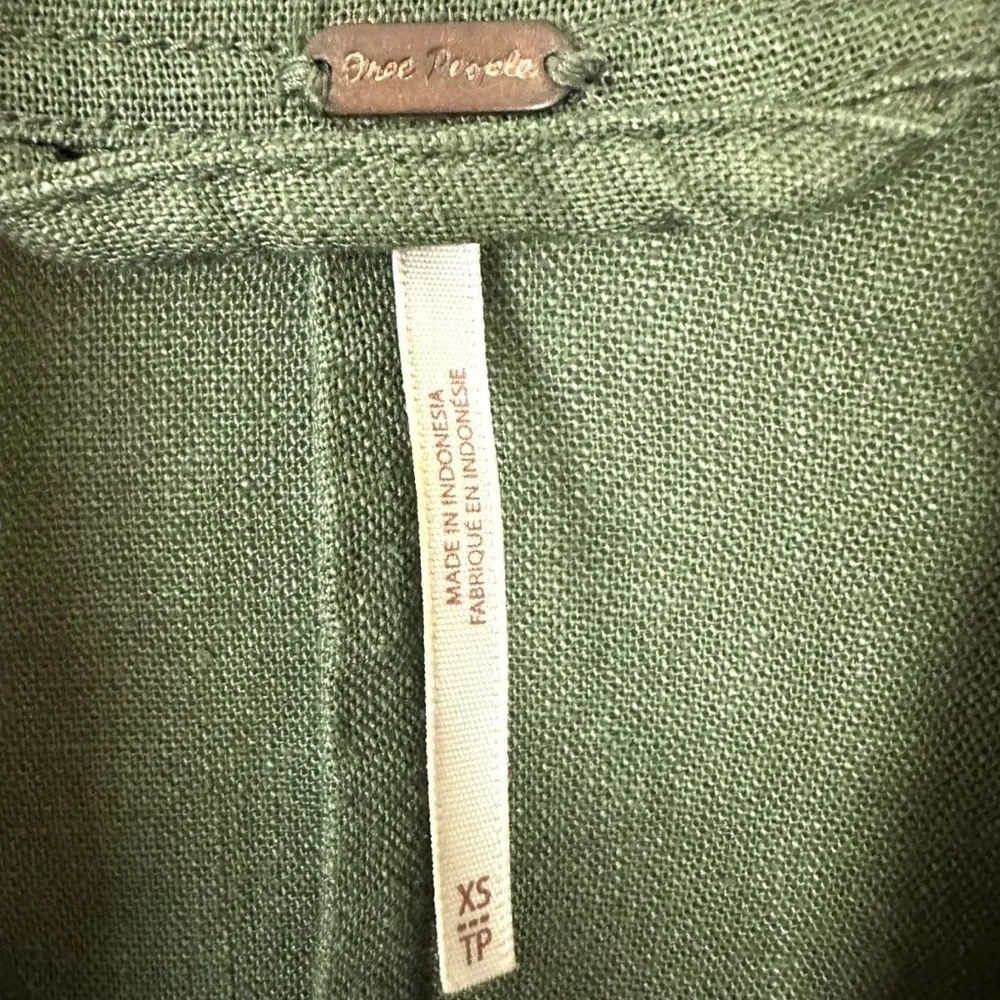 Free People Linen Military Cinched Waist Blazer Army Green Grunge Subversive XS - Image 10