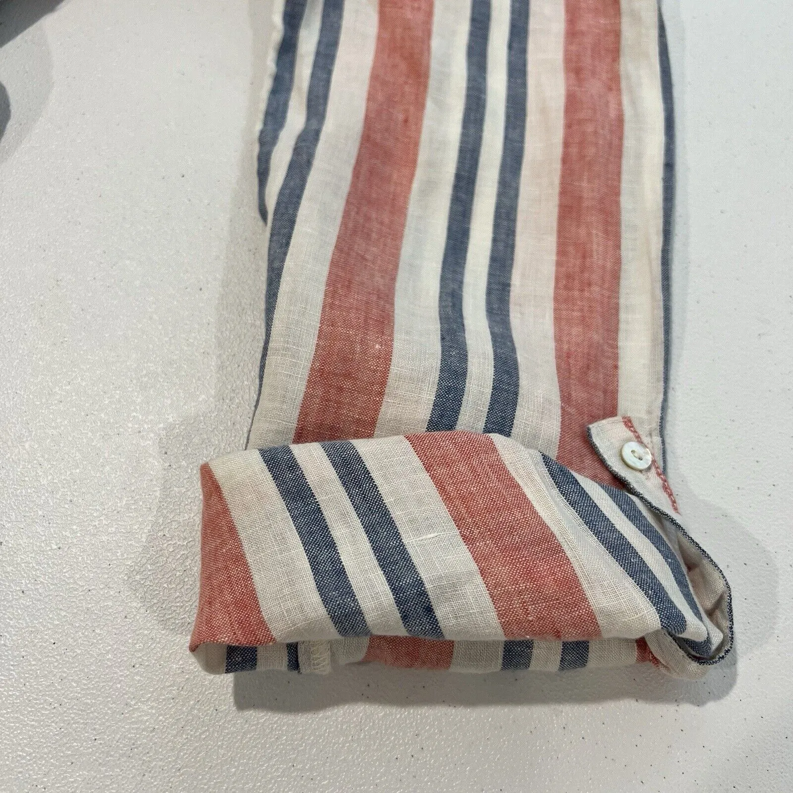 Artisan NY 100% Linen Tunic Women’s Top Size Small Long Sleeve Striped Button Up - Image 5