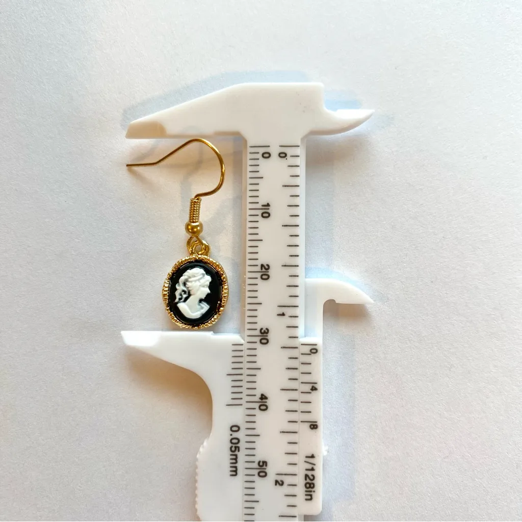 Dainty blue and white cameo earrings Gold - Image 3