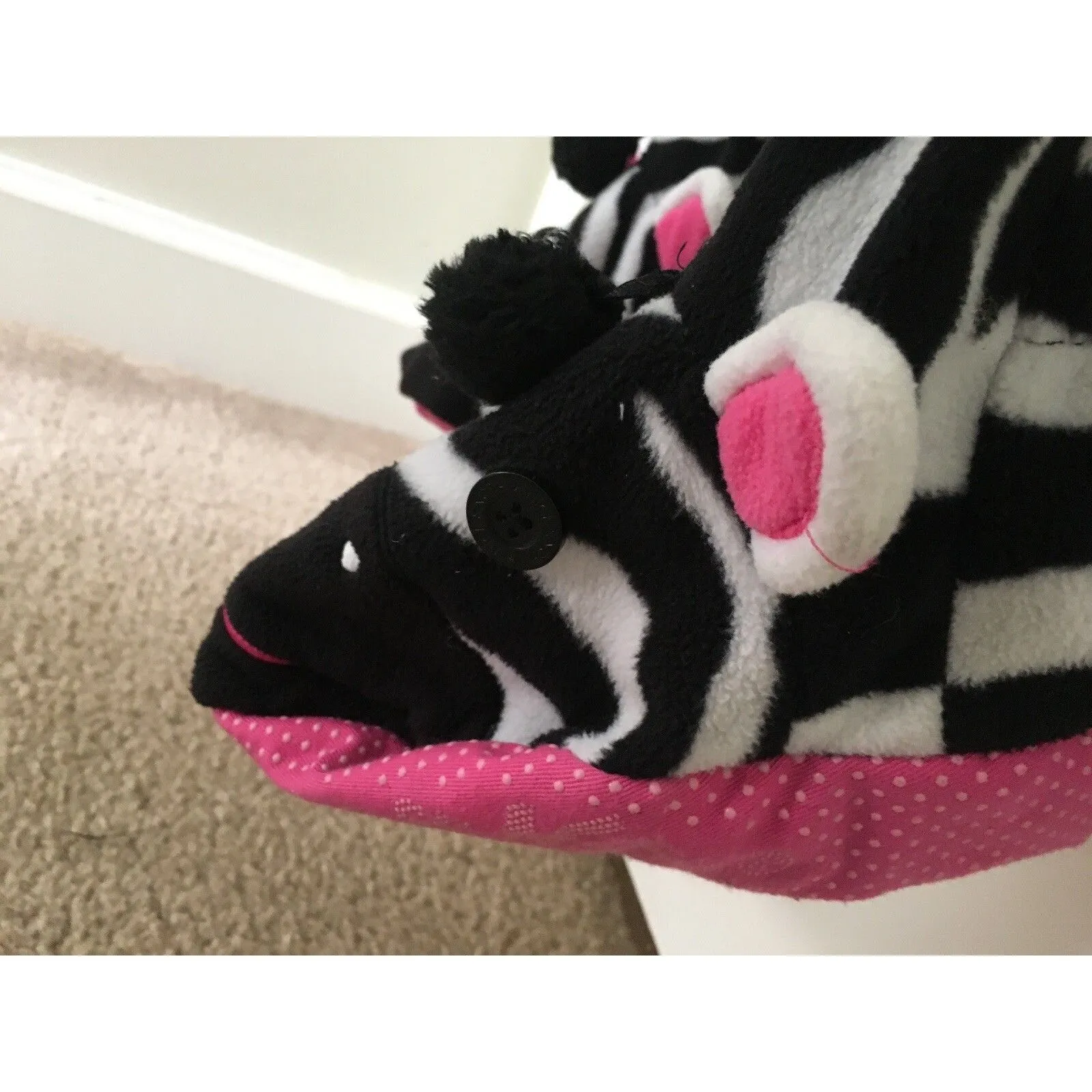 Nick & Nora Adult Unisex Zebra Print Footed  Onsies Pajamas Size M Black White - Image 3