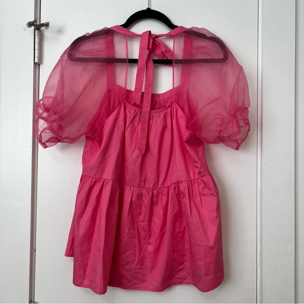 Tuckernuck Pomander Place Tinsley Top Women’s Bubblegum Pink Blouse Size M - Image 4