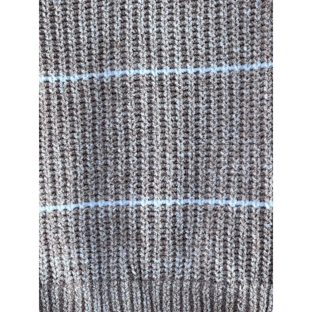 Pink Rose Tan and White Striped Ribbed V Neck Sweater Lounge Small - Image 4