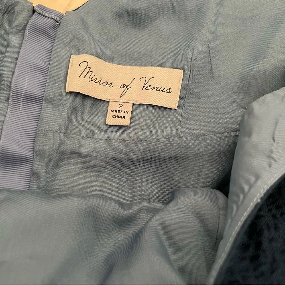 MIRROR OF VENUS Beau Dress V Back Blue Sleeveless Pockets Fit & Flare Size 2 - Image 6