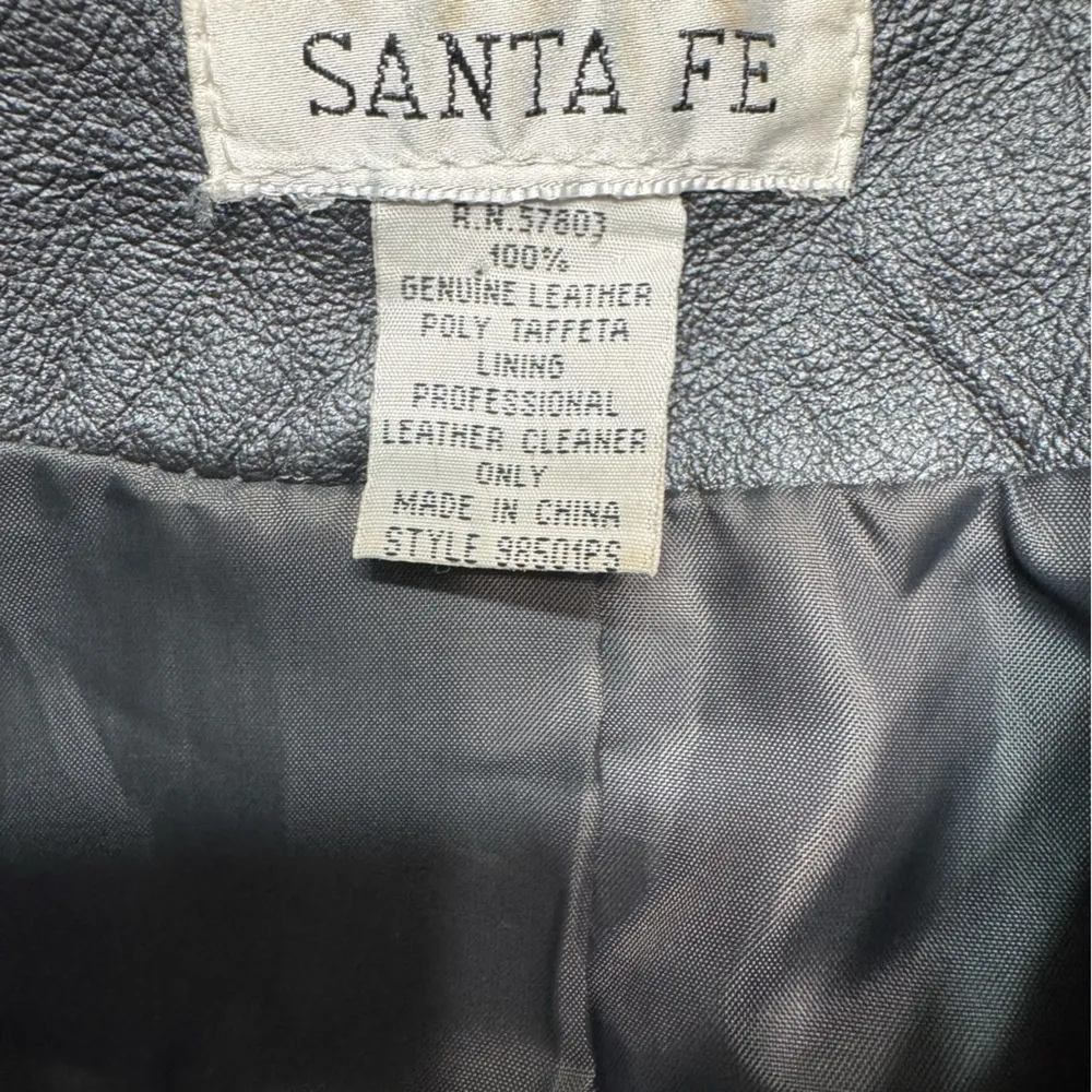 Vintage Santa Fe Black Genuine Leather Cropped Pointed Hem Jacket Size 10 - Image 4