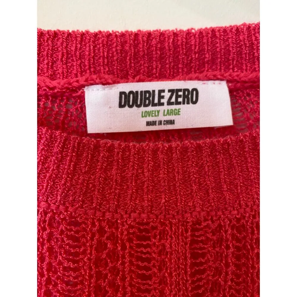 Double Zero Lovely Long Sleeve Open Knit Pullover Sweater Pink Women's Large - Image 7