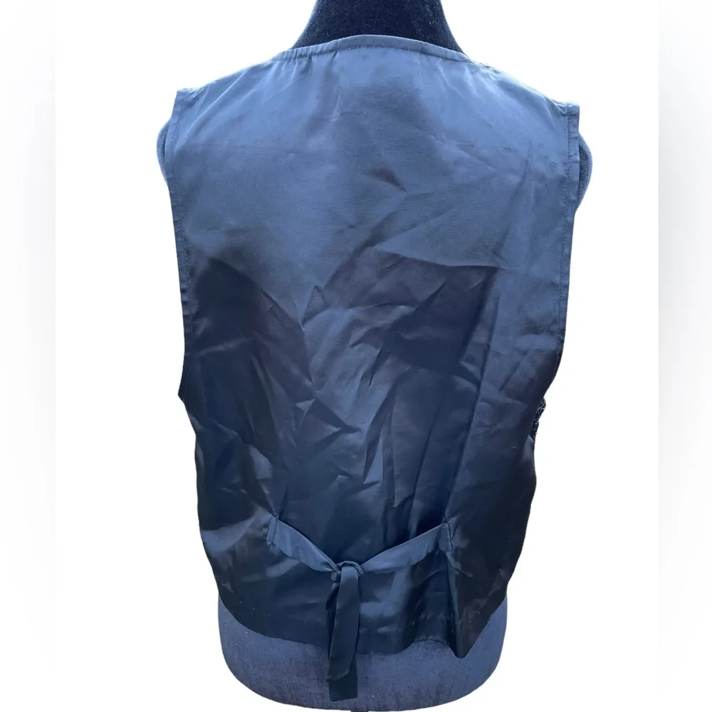 Tres Paquette Vintage Y2K Iridescent Hologram Foil Glitter Eclectic Button Vest Size M - Image 5