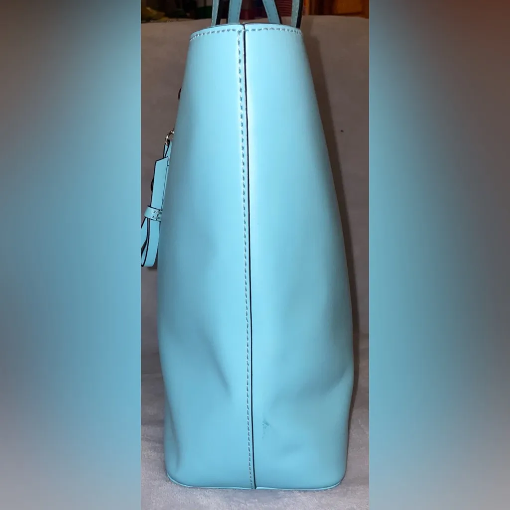 Kate Spade Sawyer Street Blue Maxi Shoulder Bag/Tote Smooth Leather W/Bow - Image 7