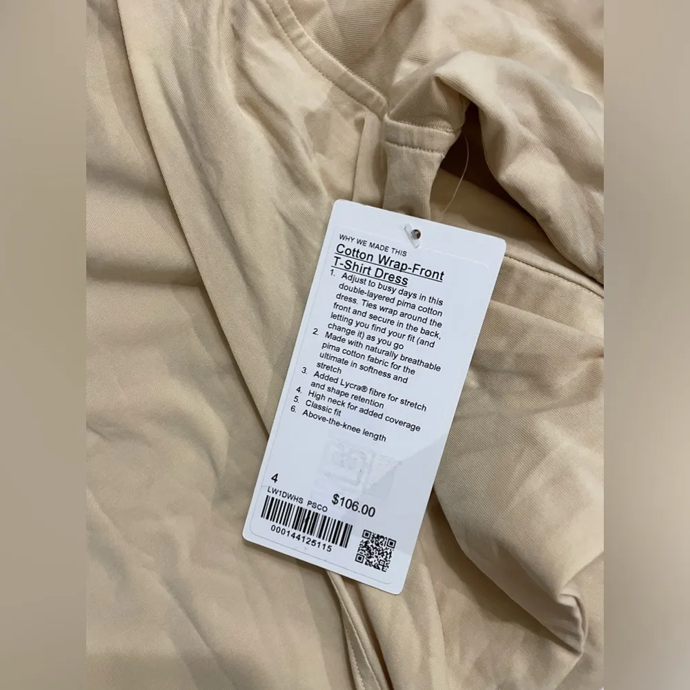NWT Lululemon Cotton Wrap Front T-Shirt Dress Prosecco Size 4 - Image 9