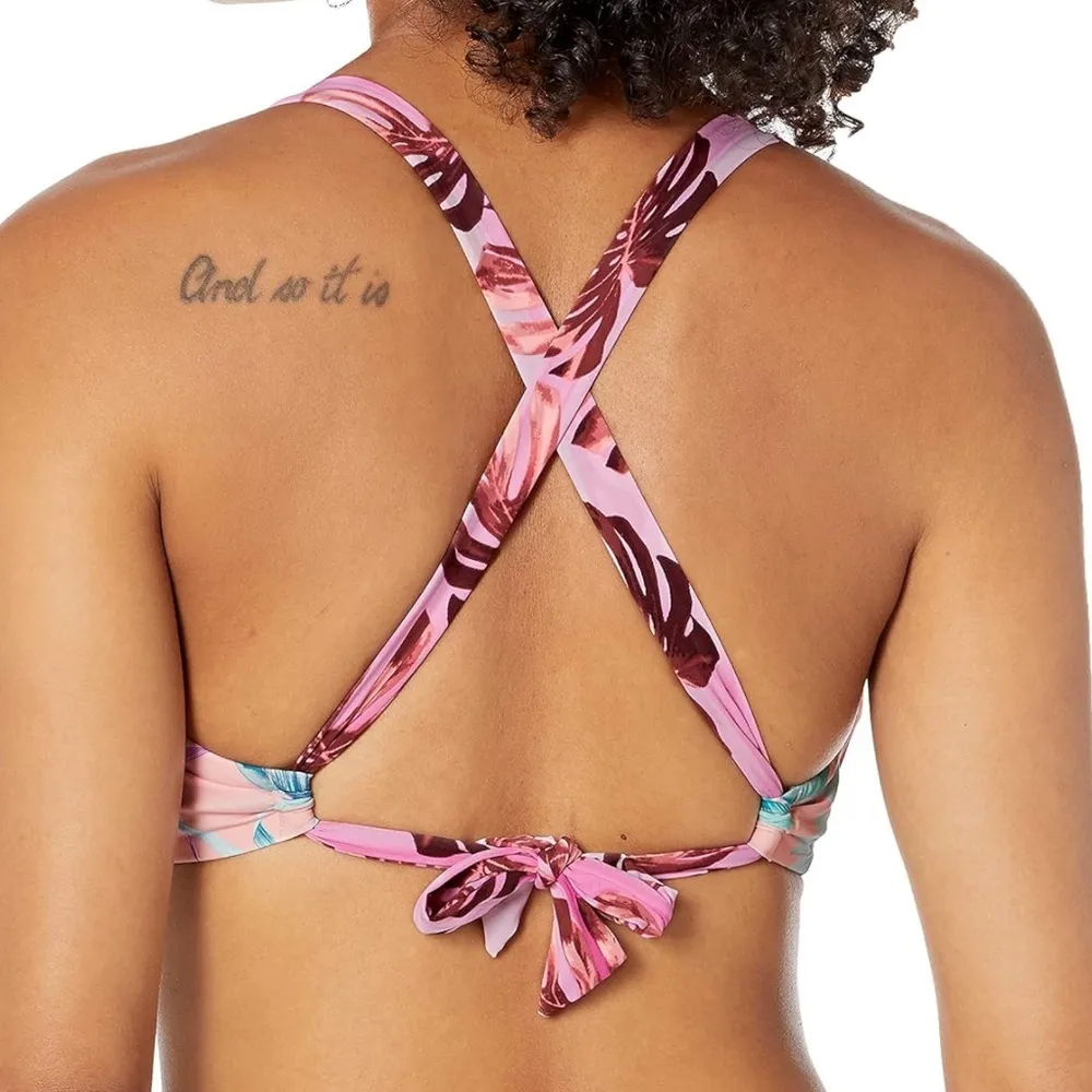 Bar III Swim Top Criss Cross Back Hawaiian Bralette Bikini Top size Medium NEW - Image 2