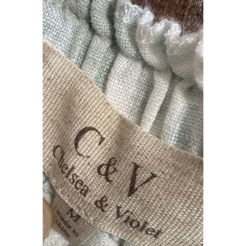 Y2K C&V Chelsea Violet collection M Tiered Lace Insert Ruffle Mini‎ Linen Skirt - Image 3