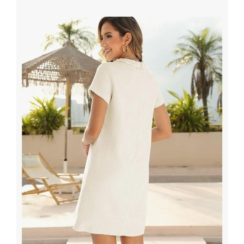 NEW Elegant Tweed Short Sleeve A-line Bodycon Career Dress XL - Image 2