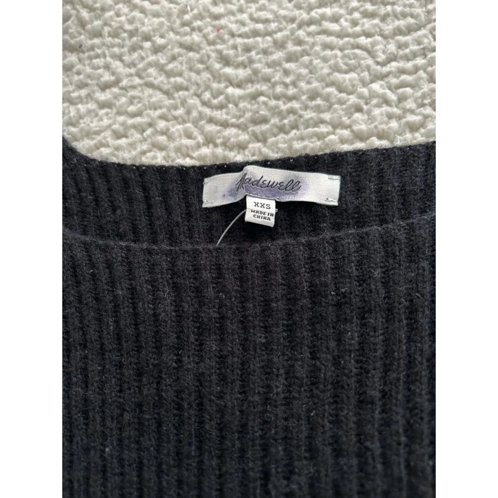 Madewell $128 Soft Wool Square-Neck Pullover Sweater Black Size XXS NT585 - Image 5
