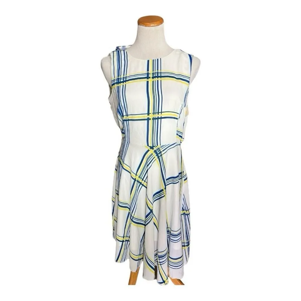NWT Womens ABS Allen Schwartz Windowpane Plaid Sleeveless A Line Dress - Sz S - Image 3