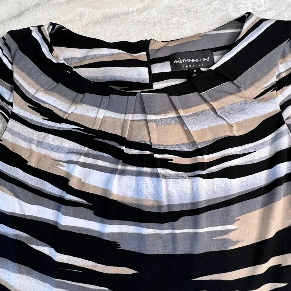 Connected Apparel Women's Size 6 Striped Sleeveless Sheath Dress - Image 6