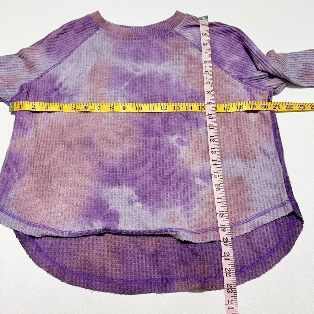 Wild Fable Women's Tie Dye Crew Neck Long Sleeve Henley Thermal Top Purple Sz XS - Image 8