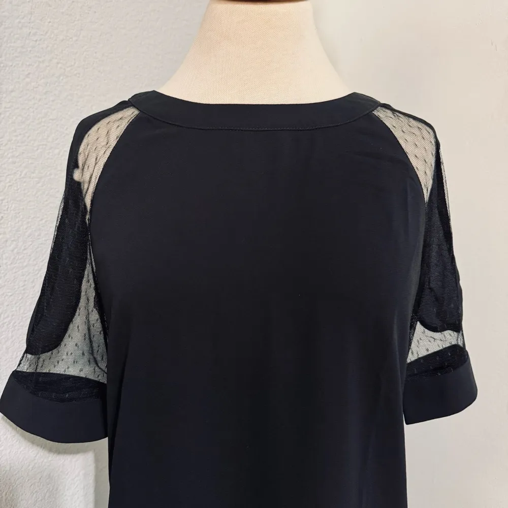 Galexia Trends Women Chic Black Casual Short Dress with Sheer Sleeves Size M - Image 4