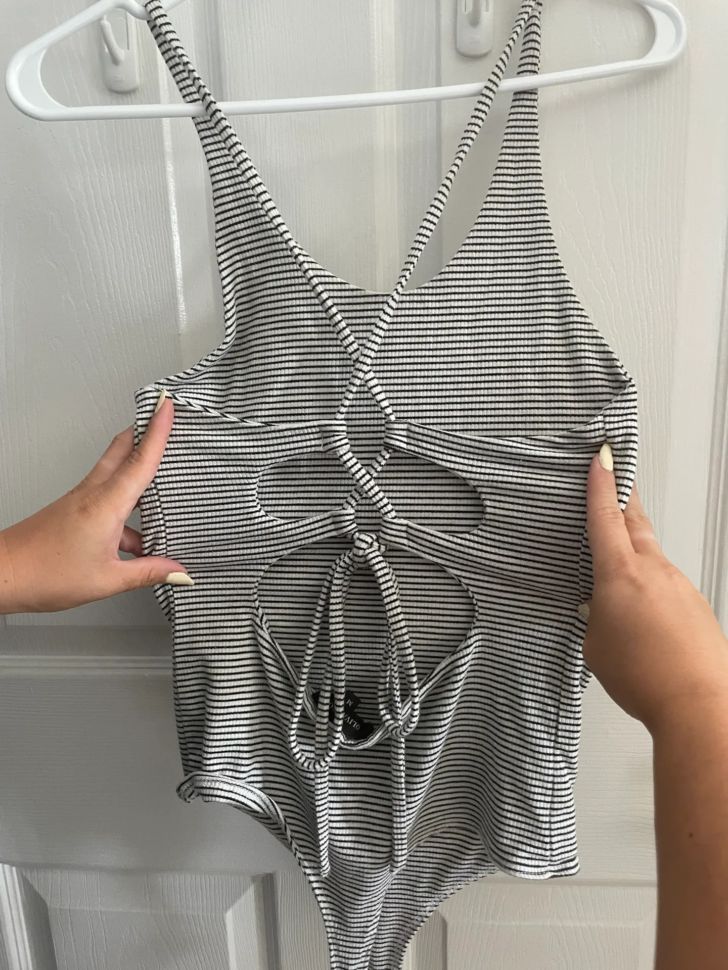 striped bodysuit with criss cross back Multi Size M - Image 3