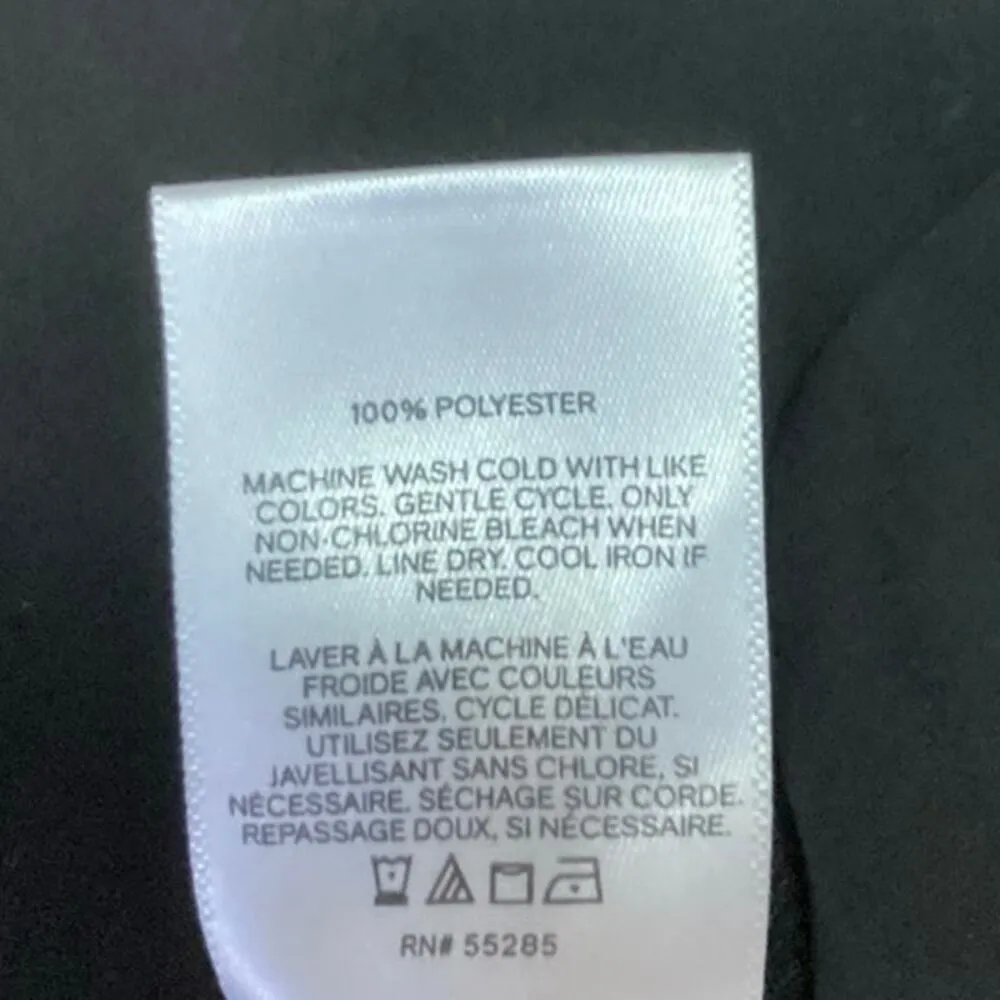 Express Black Pleated Long Sleeve Relaxed Career Crew Neck Blouse Top Size M - Image 4