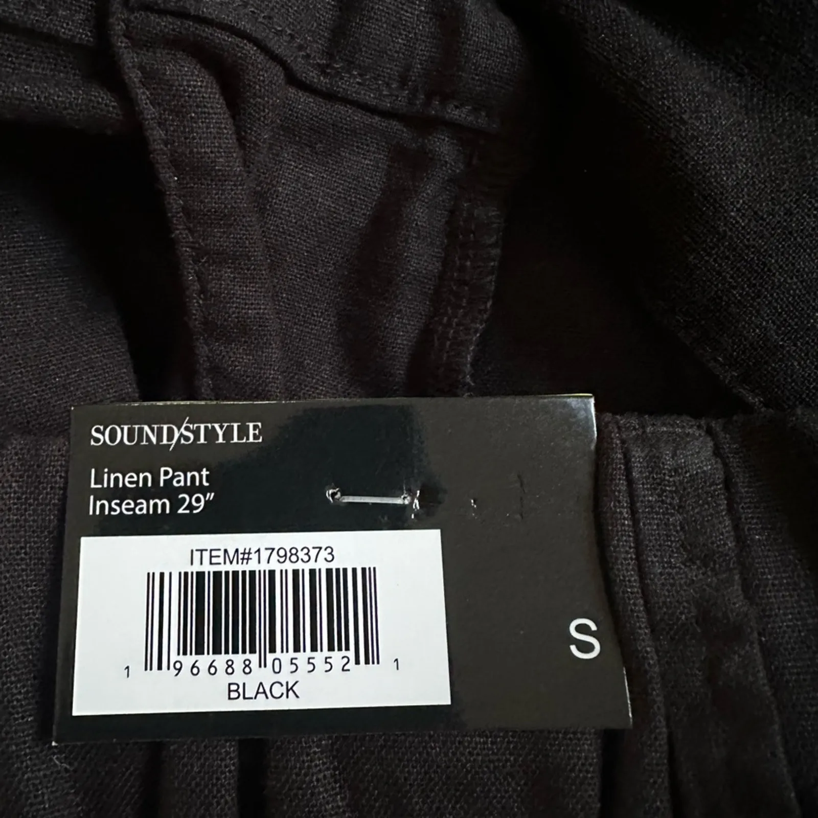 NEW SoundStyle Linen Pants Black Relaxed Comfortable Elasticized Waist Travel - Image 5