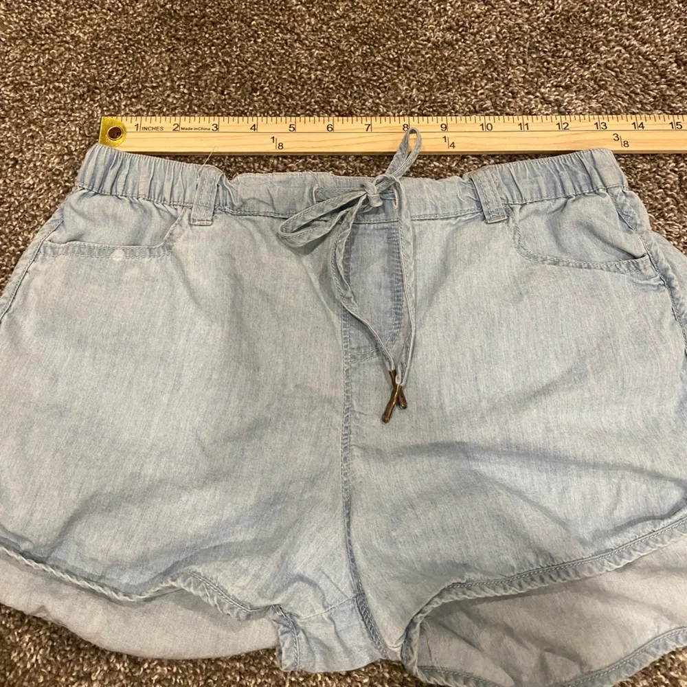 Zafsi Blings Light Wash Drawstring Denim Chambray Jean Shorts Blue Size L - Image 5