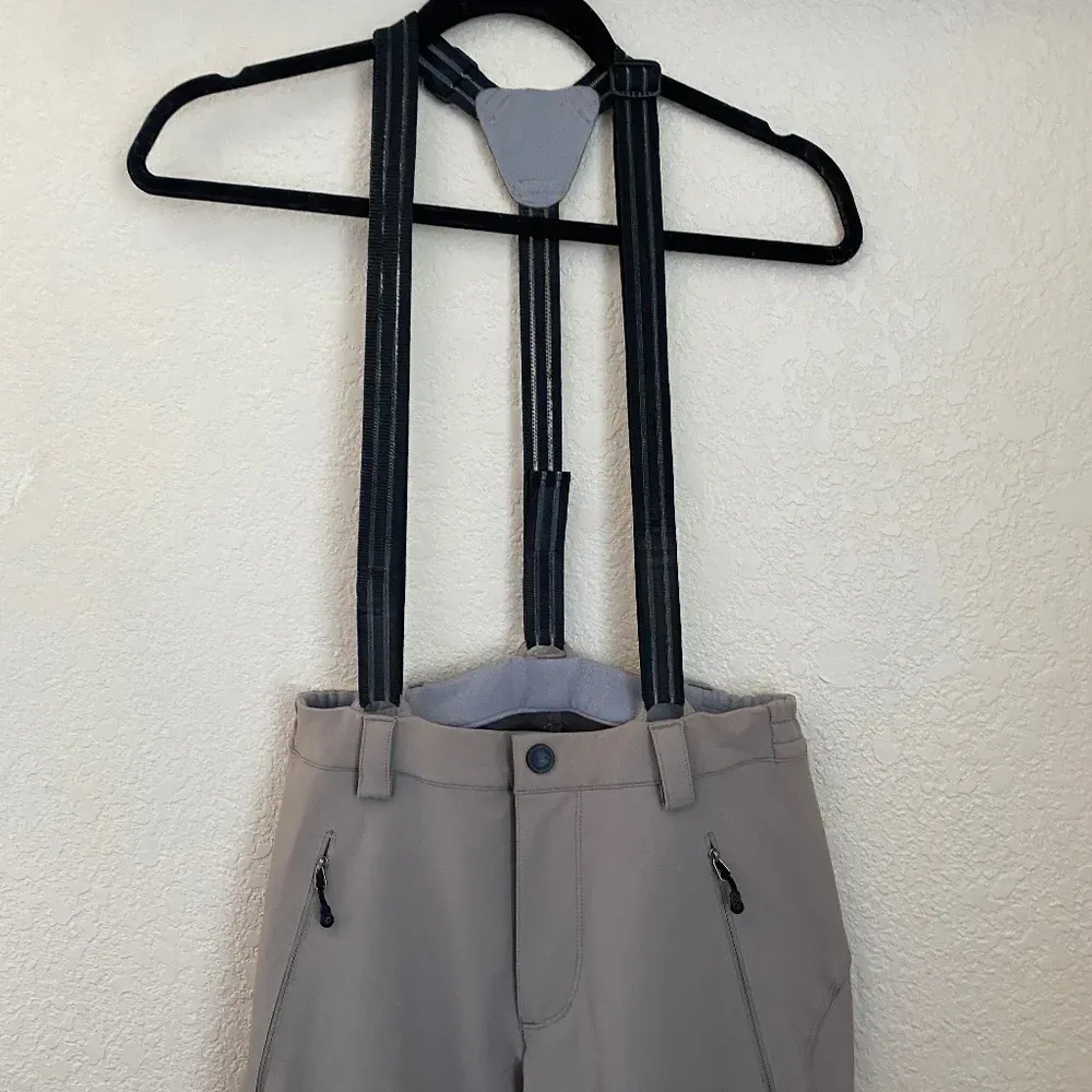 Patagonia Womens Ski hiking Pants Size 8 beige khaki green with‎ suspenders - Image 4