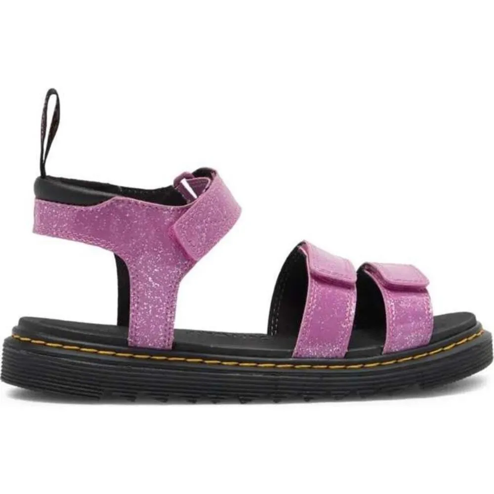 Dr. Martens Junior Pink Three Strap Klaire Glitter Sandals W5 - Image 2