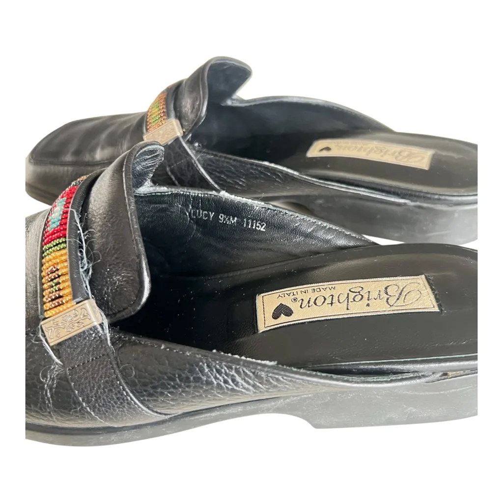 Brighton Lucy Black Leather Mules with Vibrant Beaded Strap Size 9.5M - Image 6
