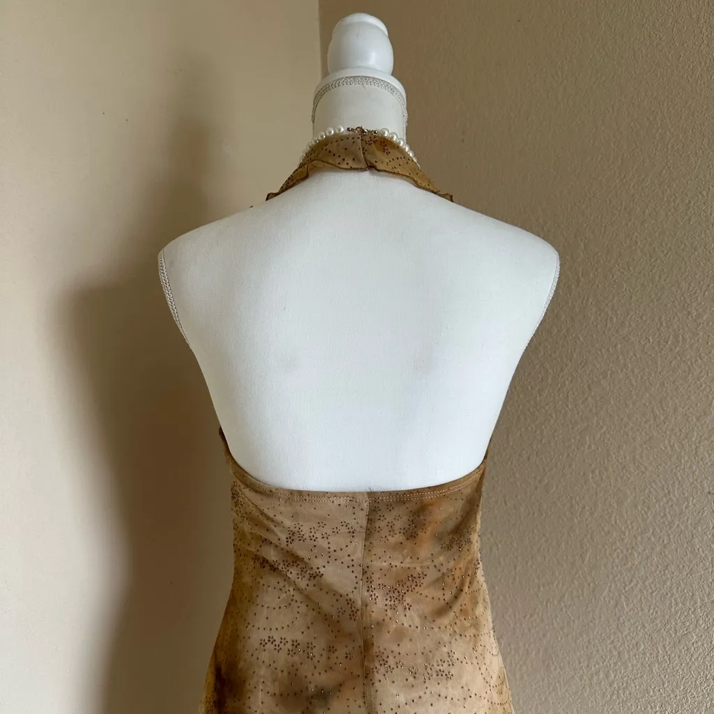 Rampage Y2K Fairy Ruffle Halter Dress Sz M High Low Glitter Mesh Whimsigoth Vtg - Image 7