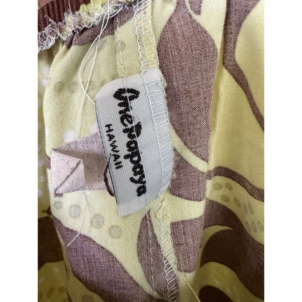 One Papaya Hawaiian Aloha Floral Tropical Leaves On Off Shoulder Peasant Top L Brown Size L - Image 4