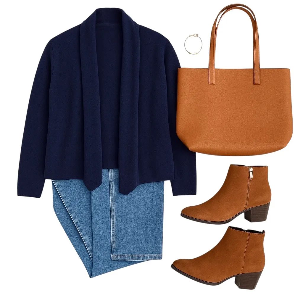 AQUA 100% Cashmere Navy Drape Front Cardigan M Soft Layering Knit Quiet Luxe GUC - Image 2