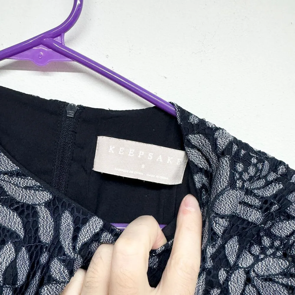 KEEPSAKE The Label Dresses Engage Navy Blue Lace Long Sleeve Dress Small - Image 3