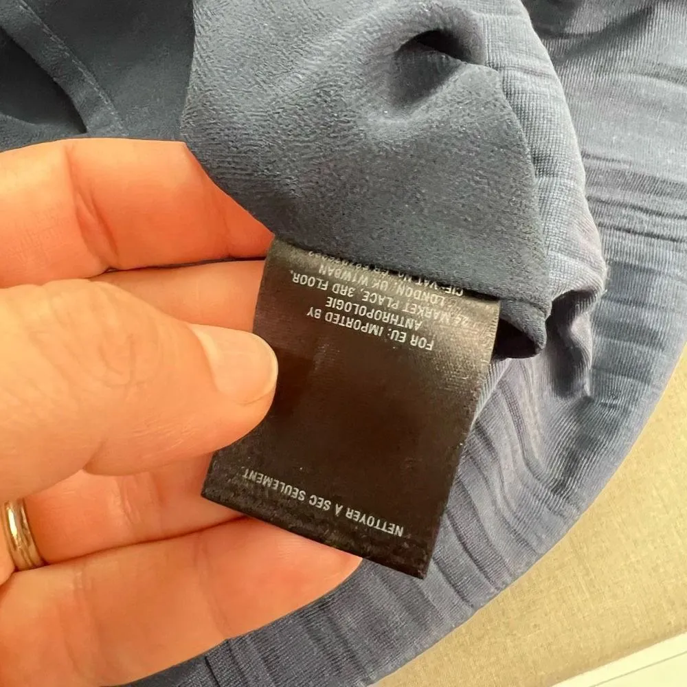 Floreat Anthropologie Women's Square Neck Short Sleeve Blue Velvet Shift Dress S - Image 13