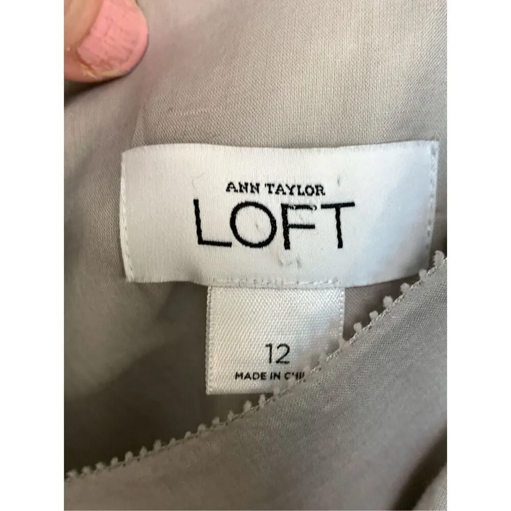 Ann Taylor LOFT Women's Sleeveless Lined Soutache Sheath Dress Gray Size Large - Image 6