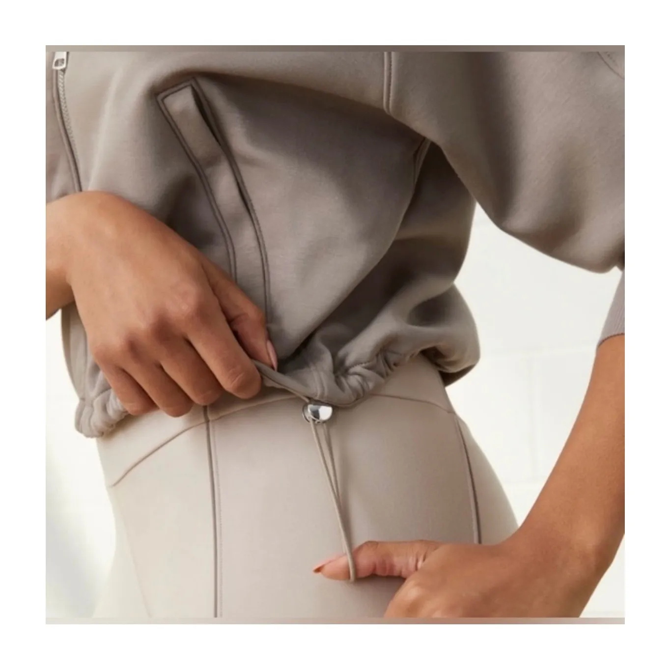 Abercrombie & Fitch YPB neoKNIT Cinched Full-Zip Hoodie Medium Grey Athletic - Image 9