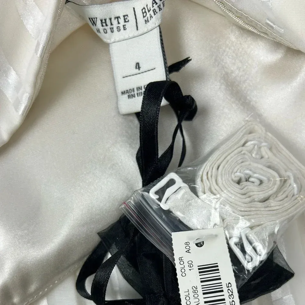 White House Black Market Strapless Pleated Bustier Dress Ivory White 4 - Image 10